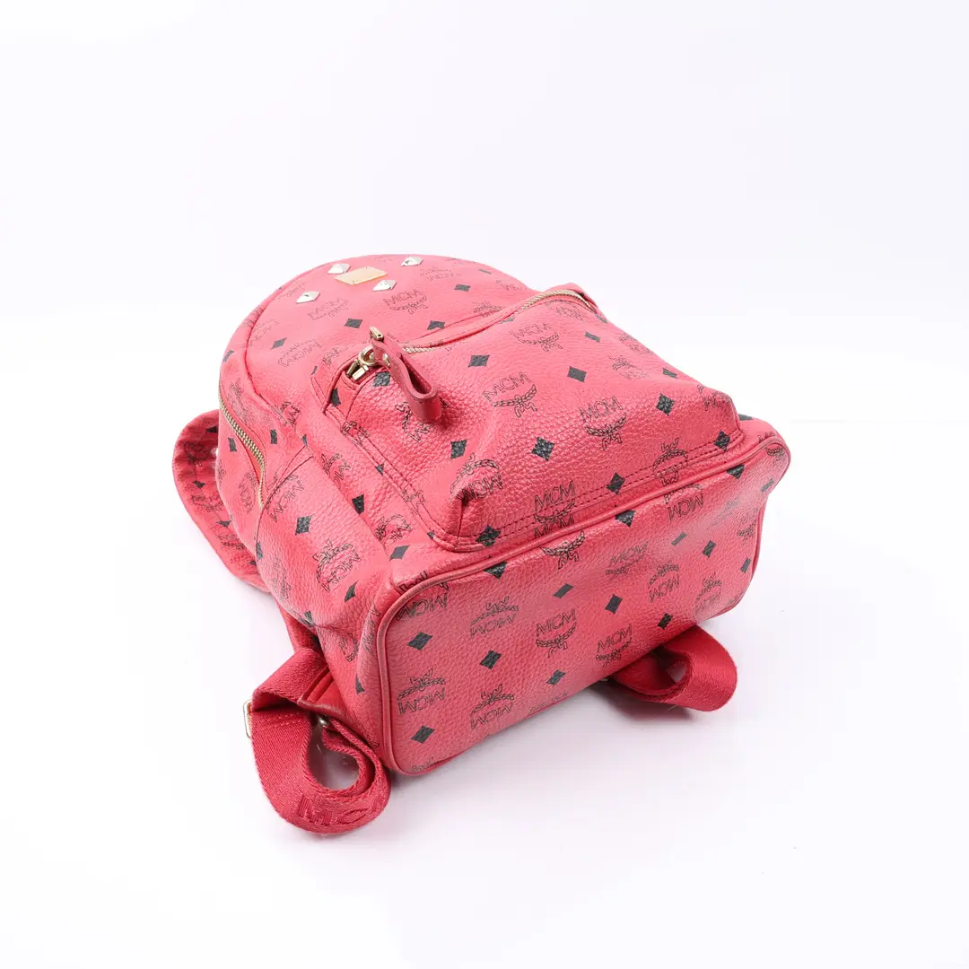 MCM Stark Pink Visetos Canvas Backpack
