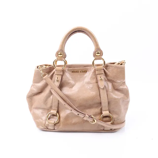 Miu Miu Vitello Lux Beige Leather Shoulder Bag
