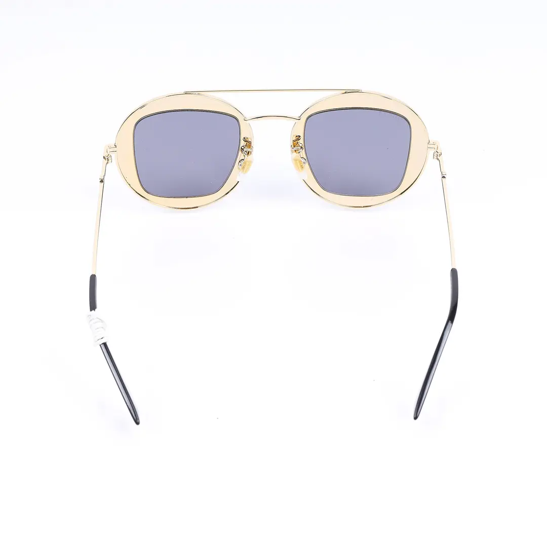 Gucci GG0061S Black Gold Metal Round Sunglasses