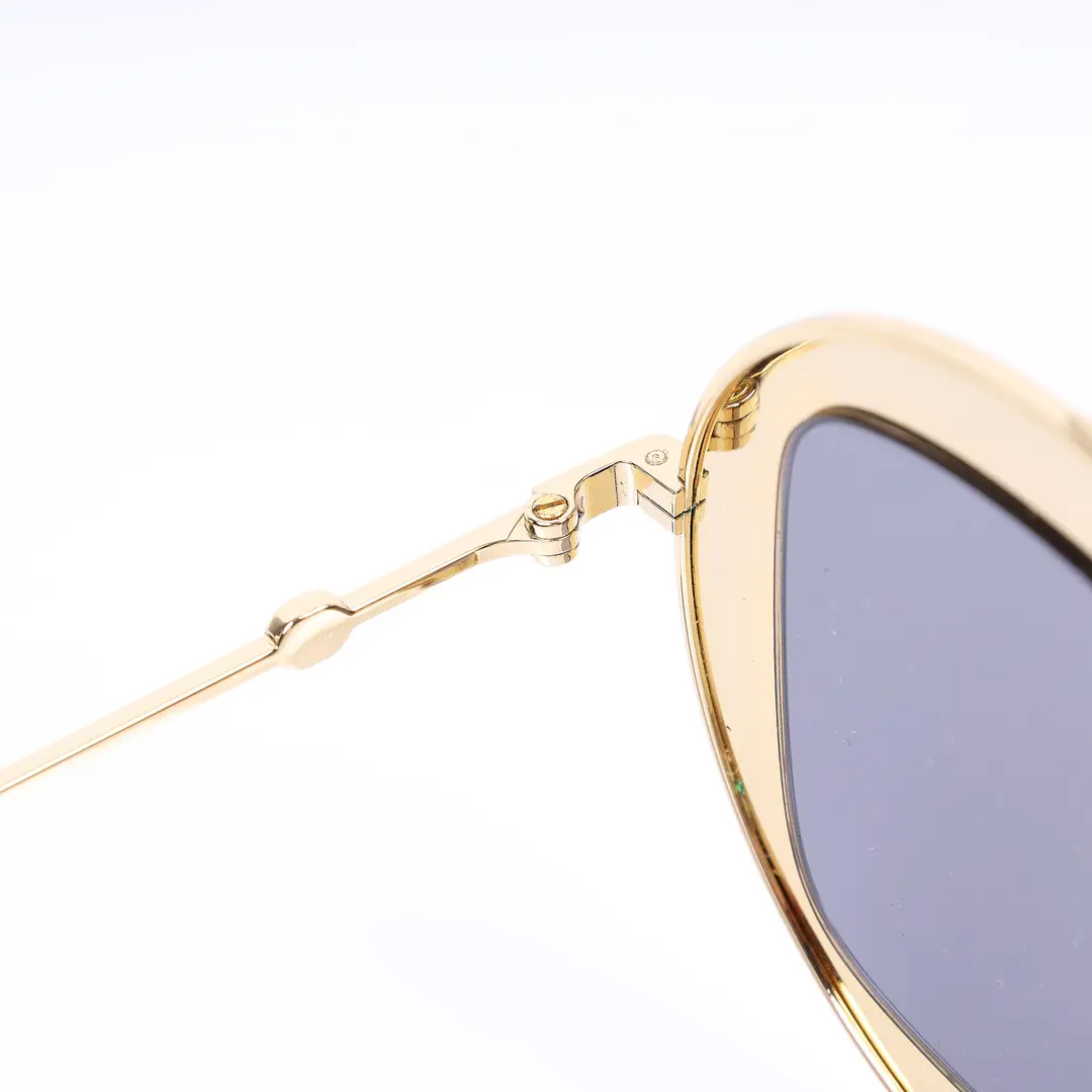 Gucci GG0061S Black Gold Metal Round Sunglasses