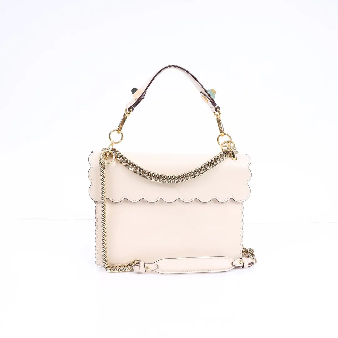 Fendi Kan I Beige Leather Shoulder Bag