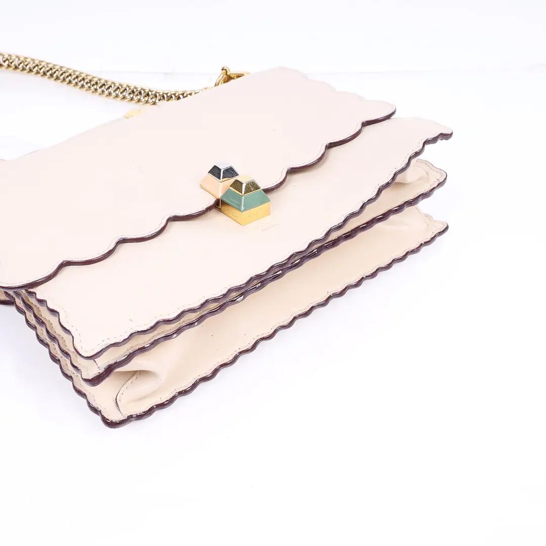 Fendi Kan I Beige Leather Shoulder Bag