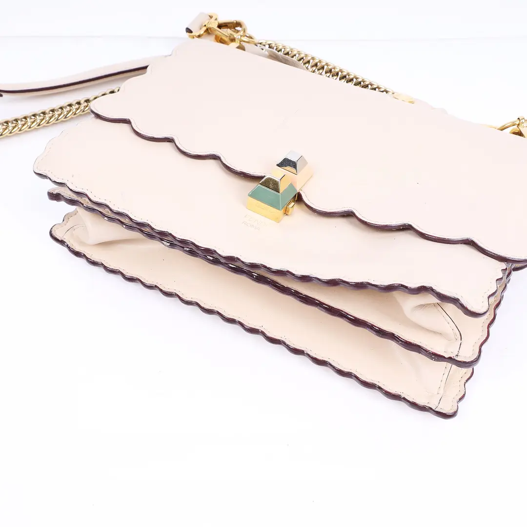 Fendi Kan I Beige Leather Shoulder Bag