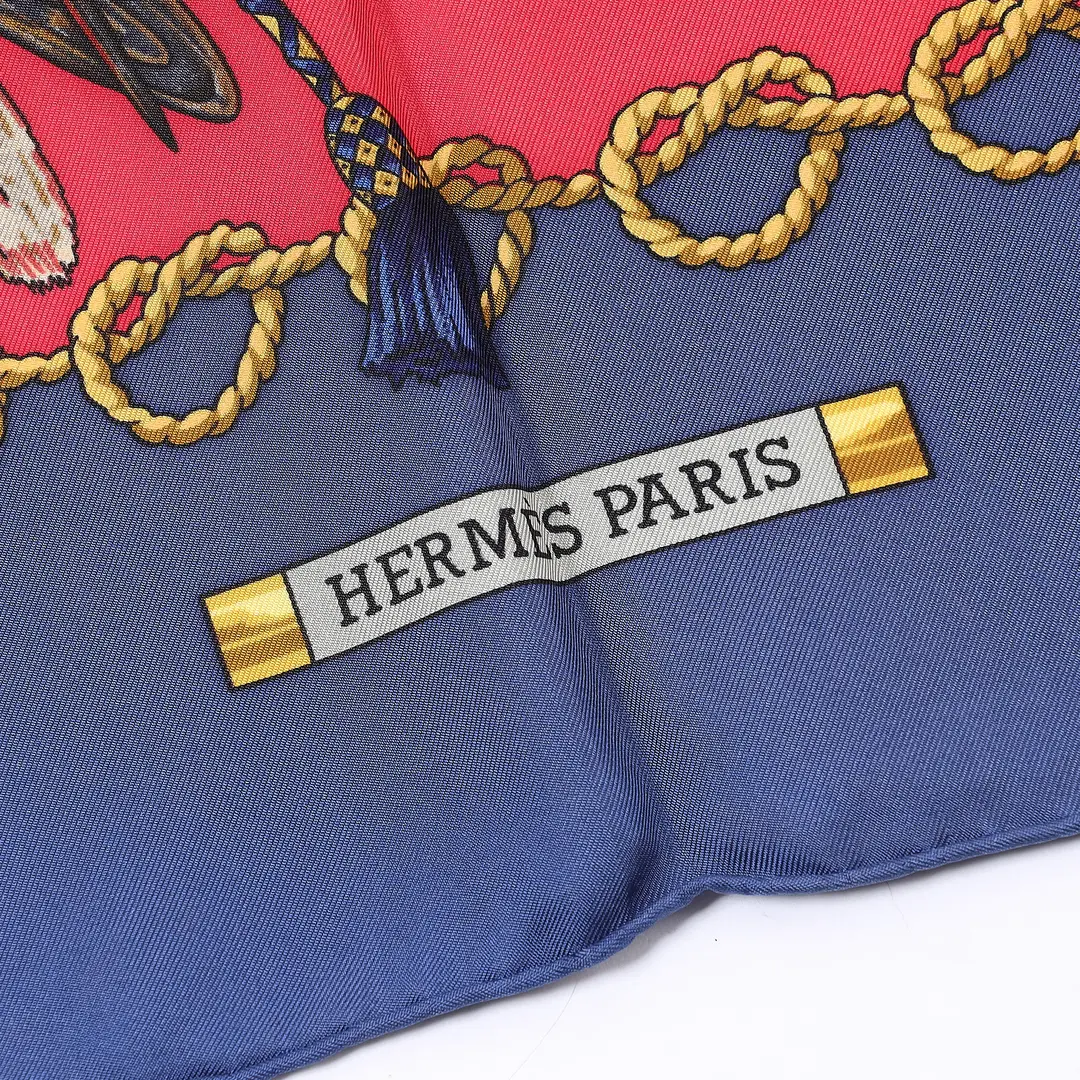 Hermes Les Oiseaux du Roy Blue Silk 90 Scarf