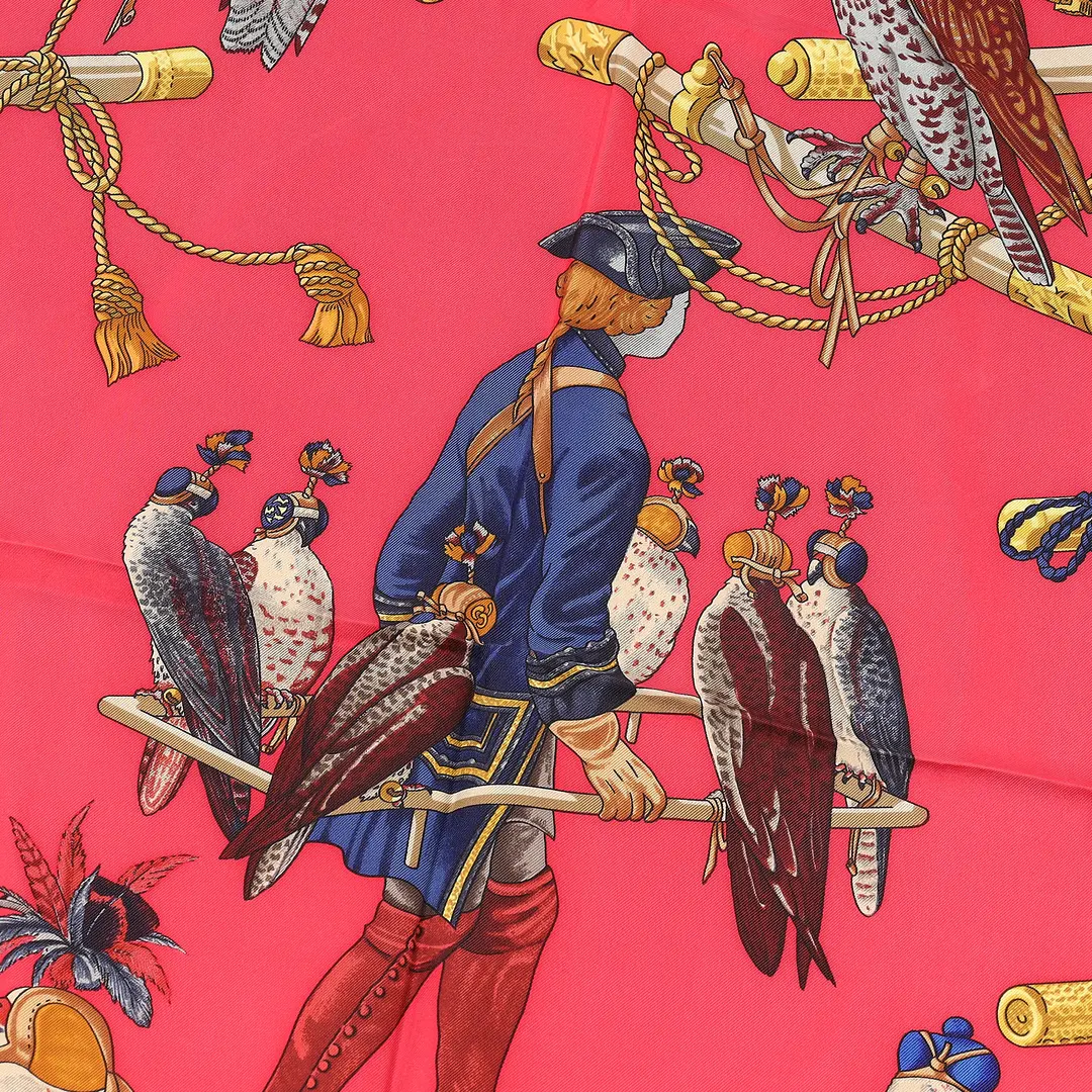 Hermes Les Oiseaux du Roy Blue Silk 90 Scarf