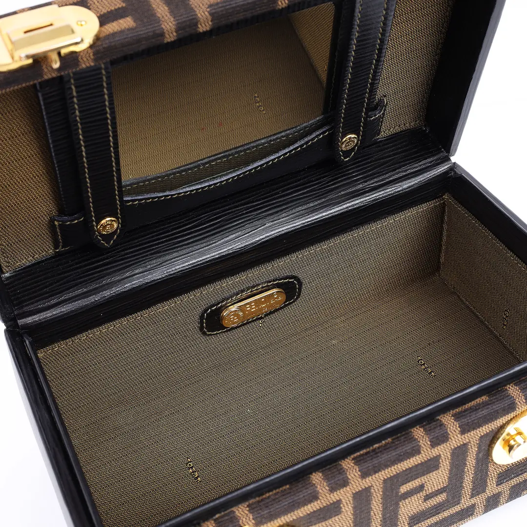 Fendi Zucca Vanity Case Brown Canvas Shoulder Bag