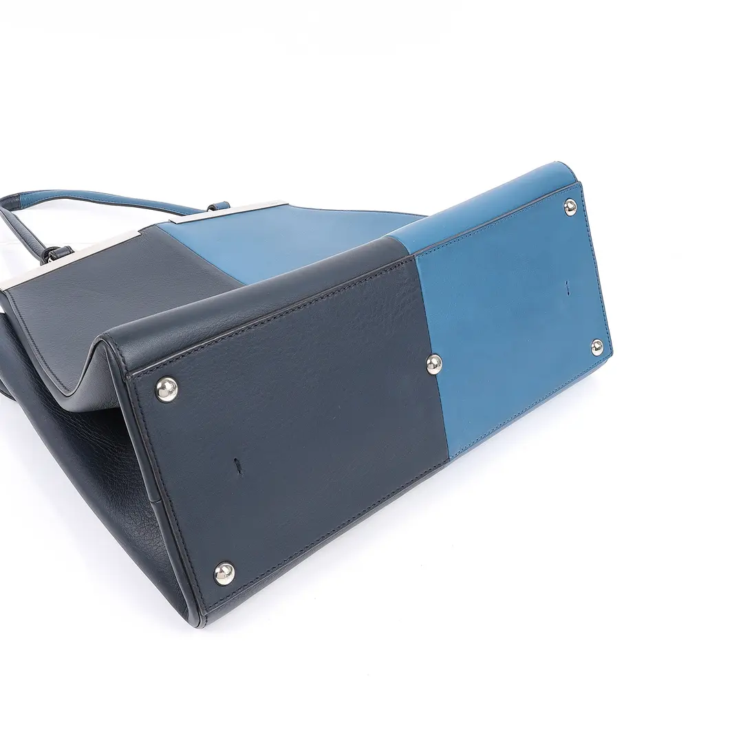 Fendi 2Jours Blue Leather Tote Bag