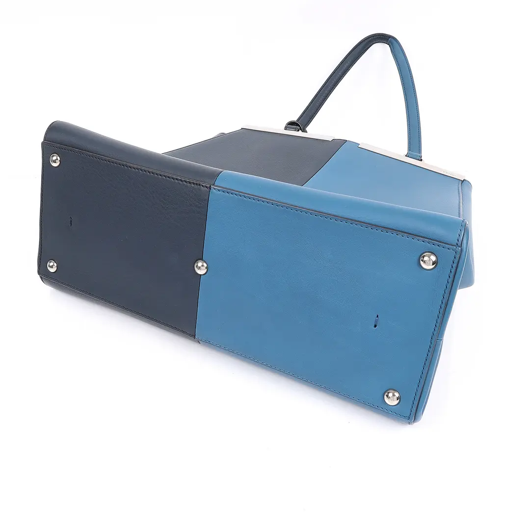Fendi 2Jours Blue Leather Tote Bag