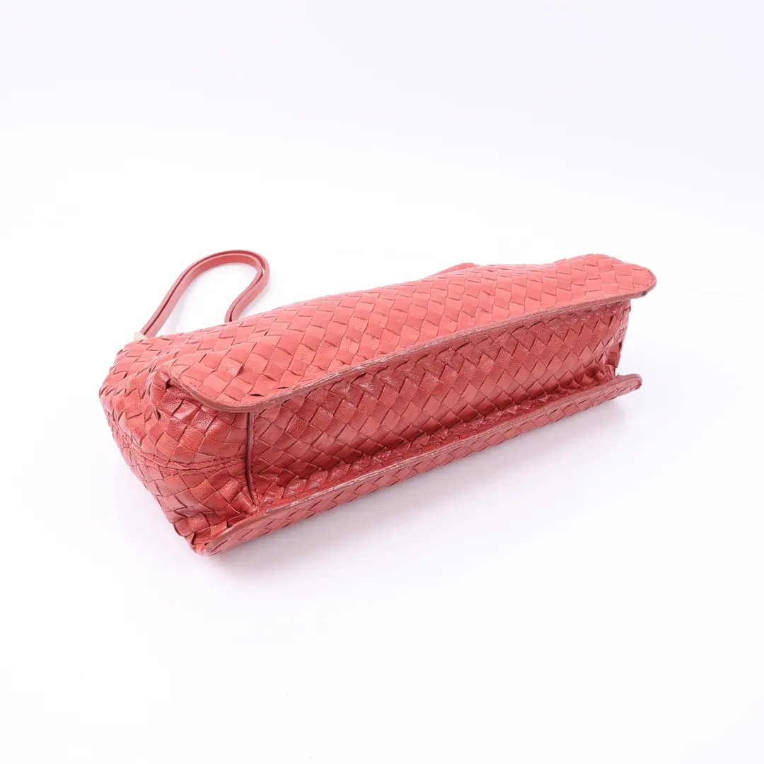 Bottega Veneta Intrecciato Red Leather Shoulder Bag