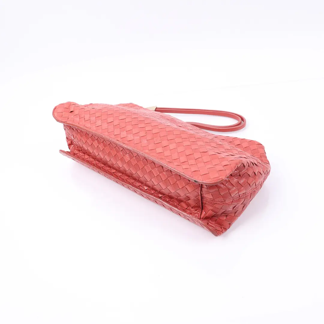 Bottega Veneta Intrecciato Red Leather Shoulder Bag