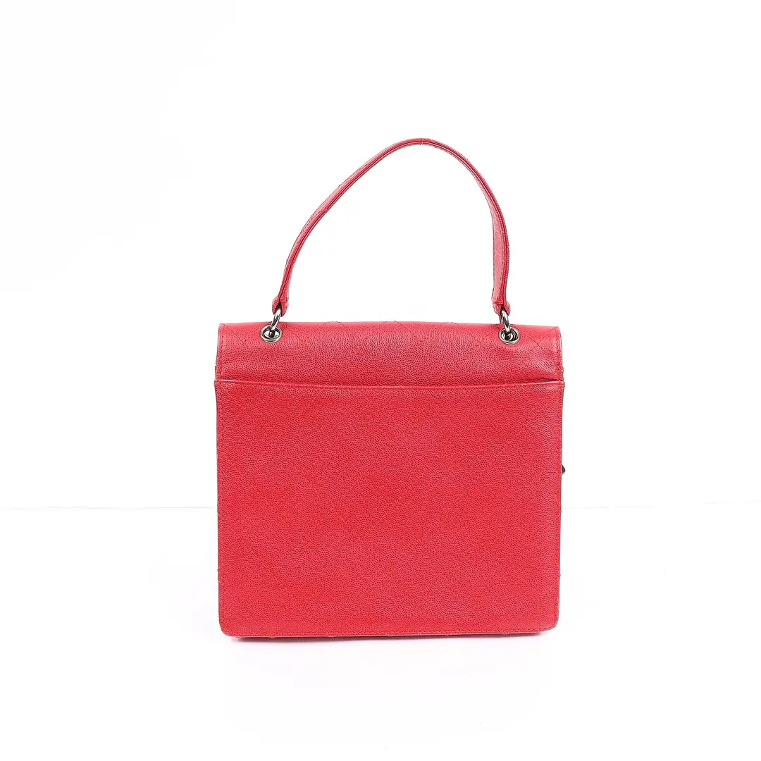 Chanel Kelly Red Caviar Top Handle Bag