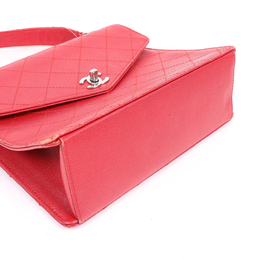 Chanel Kelly Red Caviar Top Handle Bag