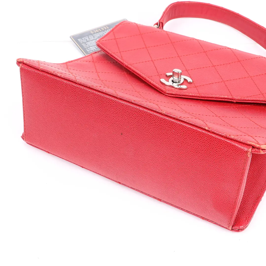 Chanel Kelly Red Caviar Top Handle Bag