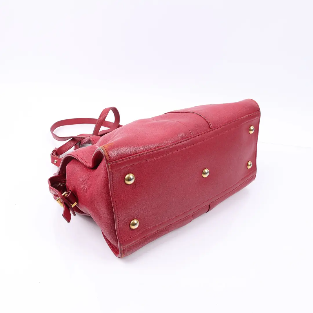 Saint Laurent Cabas Chyc Red Leather Handbag