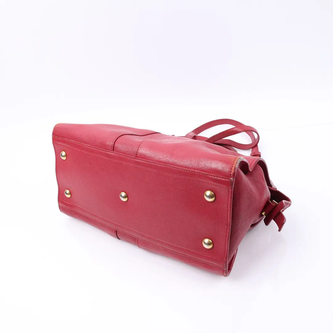 Saint Laurent Cabas Chyc Red Leather Handbag