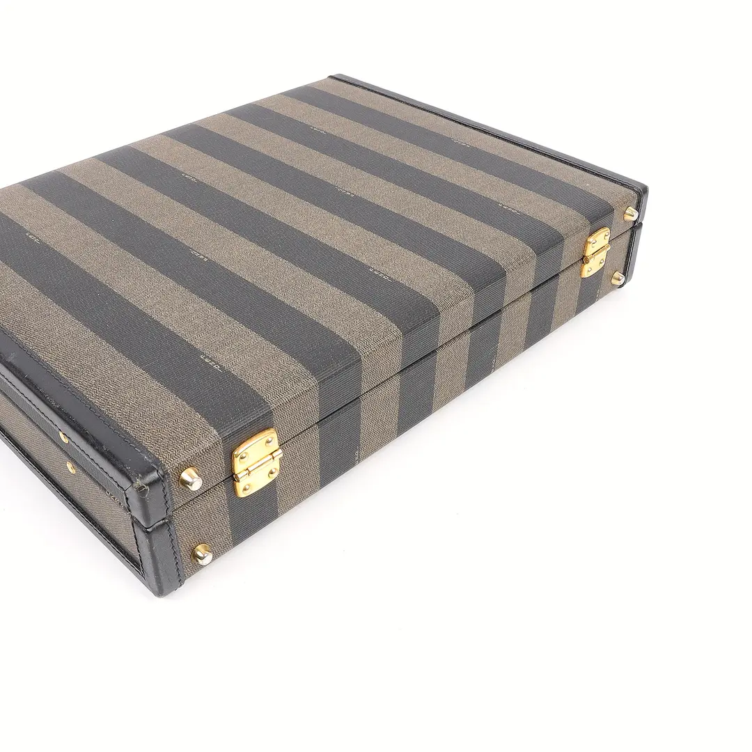 Fendi Pequin Brown Canvas Briefcase