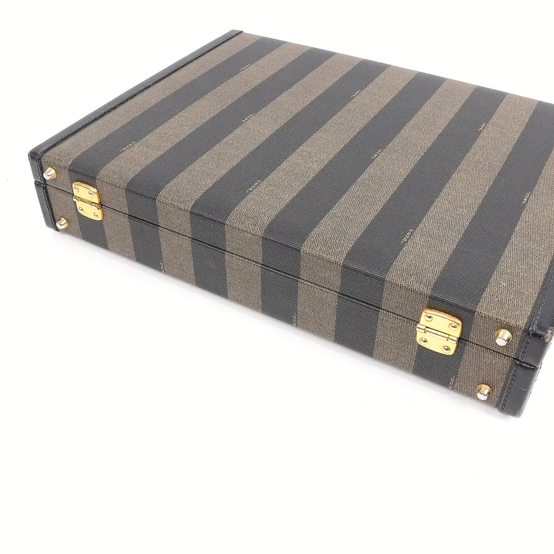 Fendi Pequin Brown Canvas Briefcase