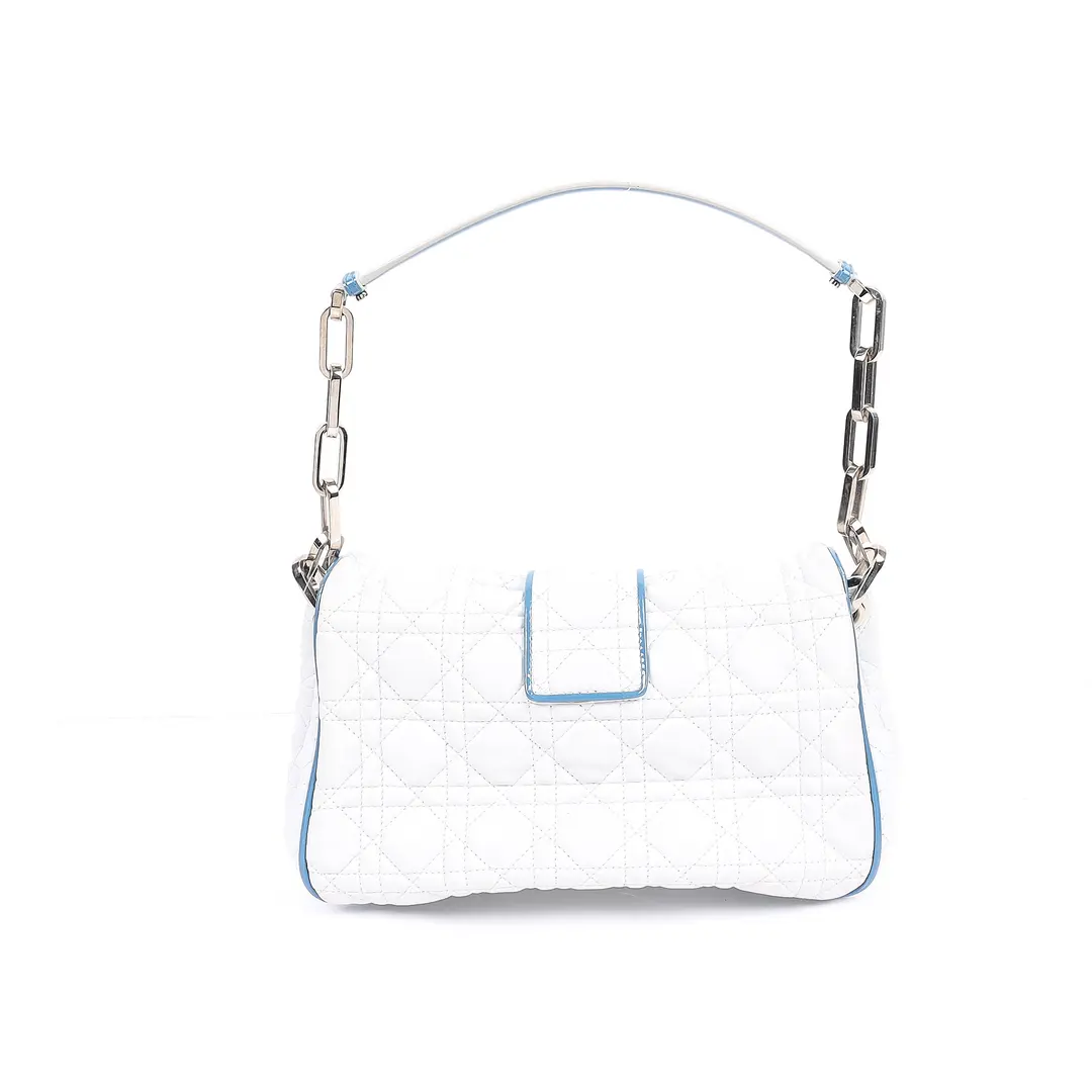 Dior New Lock White Cannage Leather Shoulder Bag