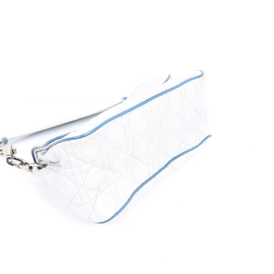 Dior New Lock White Cannage Leather Shoulder Bag