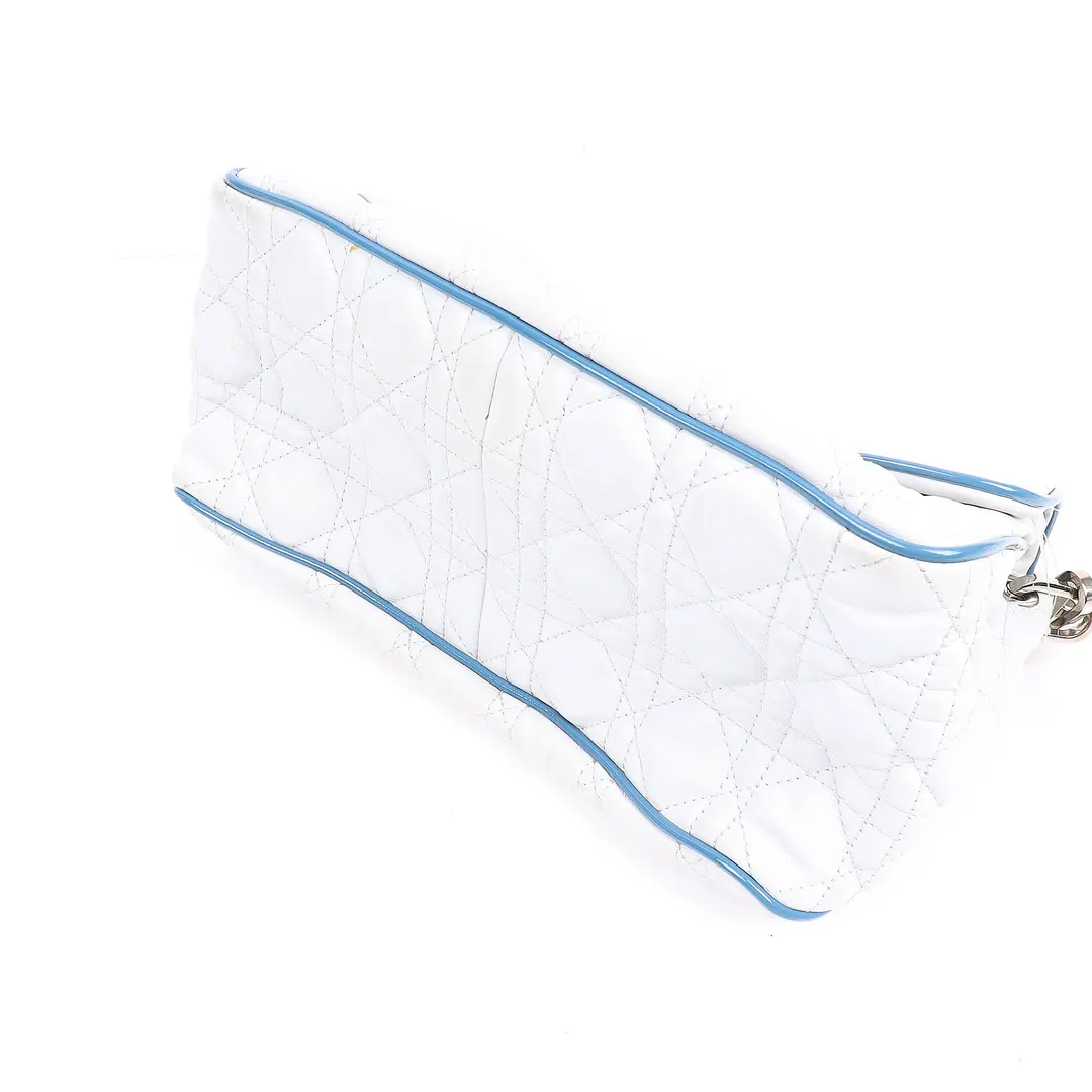 Dior New Lock White Cannage Leather Shoulder Bag