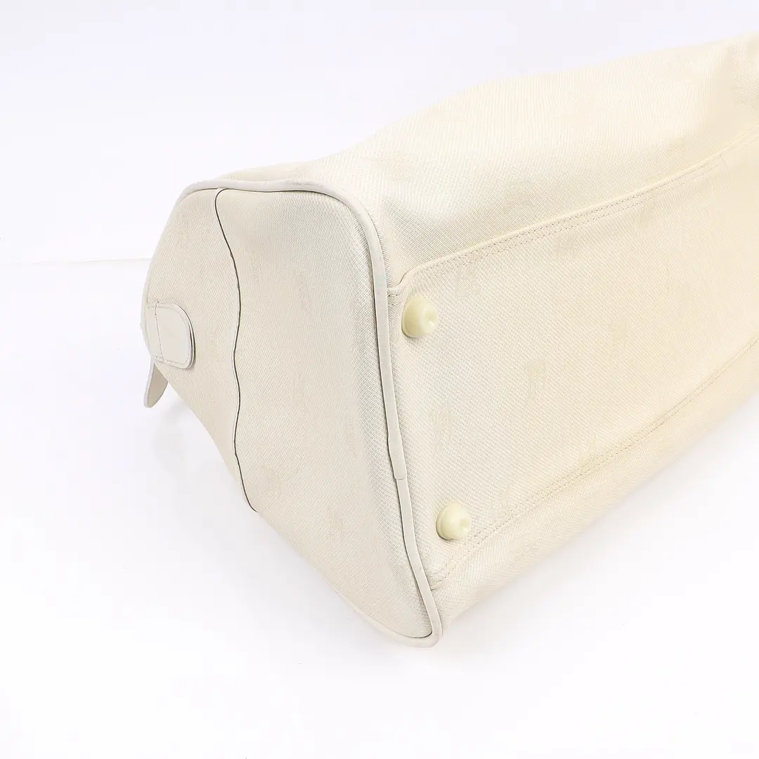 Burberrys Vintage Shadow Horse Cream Canvas Boston Bag