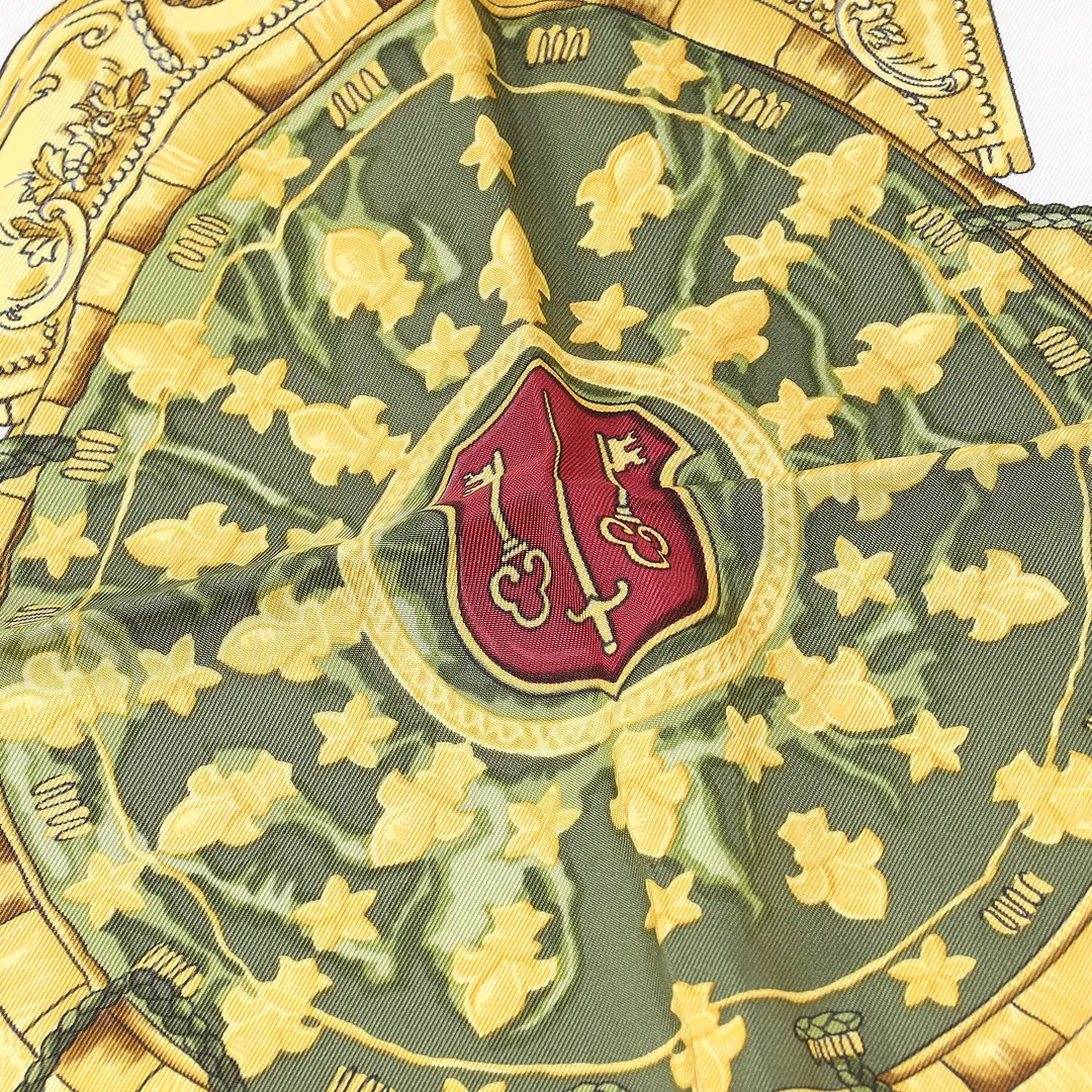 Hermes Les Cles Burgundy Silk 90 Scarf