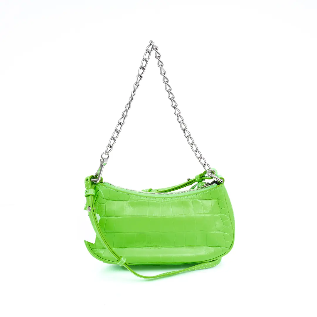 Balenciaga Le Cagole Green Croc Leather Shoulder Bag