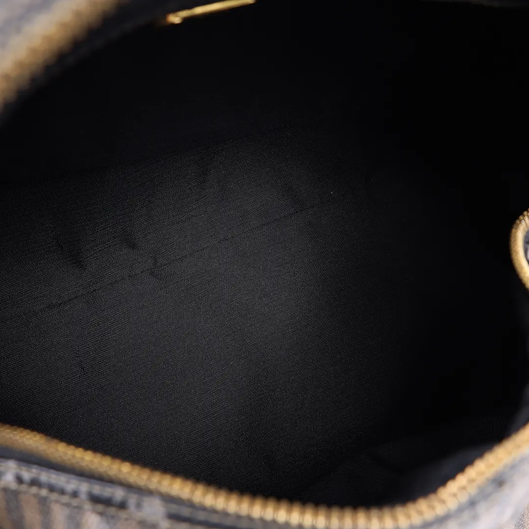 Fendi Pequin Brown Canvas Boston Bag