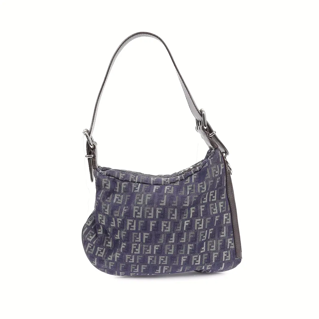 Fendi Zucchino Blue Canvas Shoulder Bag