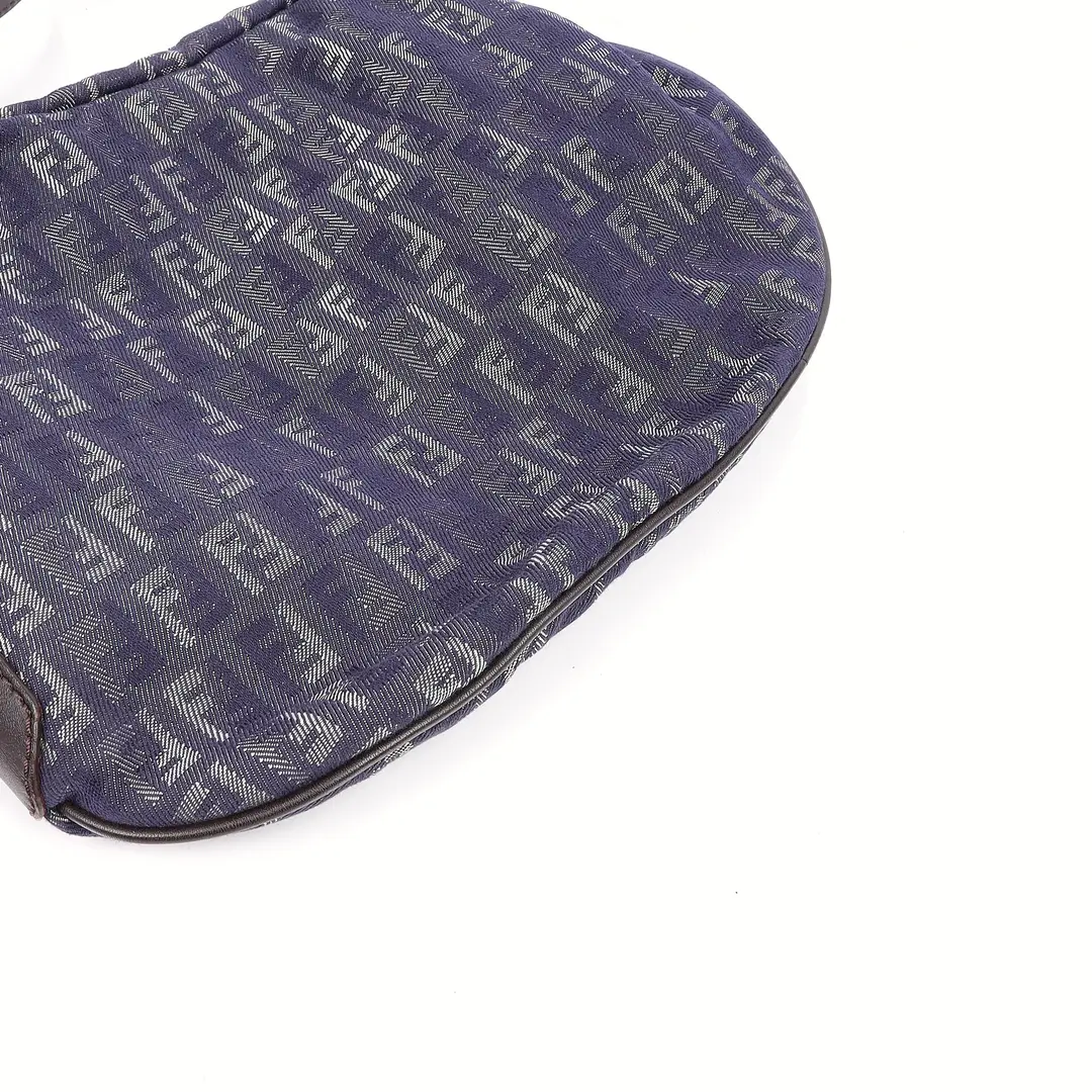Fendi Zucchino Blue Canvas Shoulder Bag