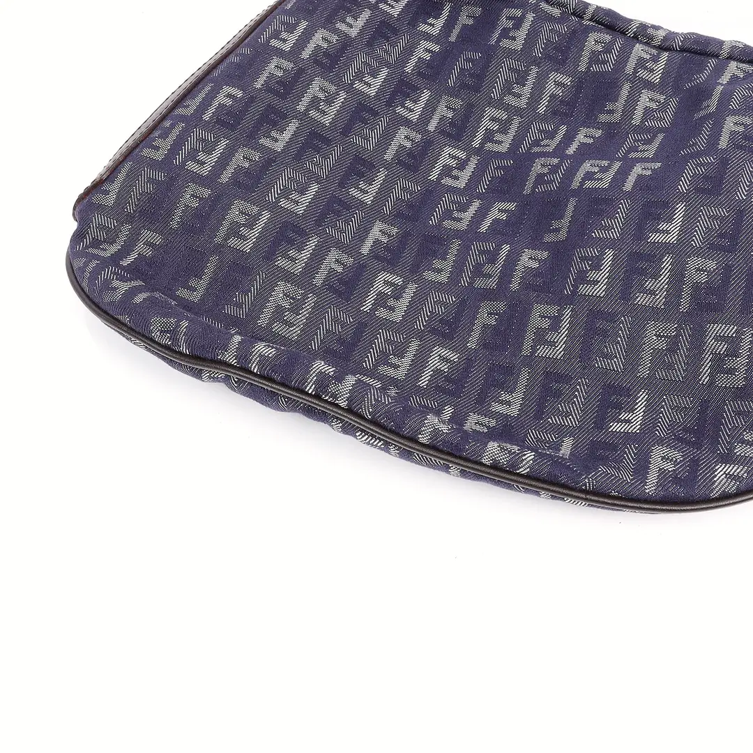 Fendi Zucchino Blue Canvas Shoulder Bag