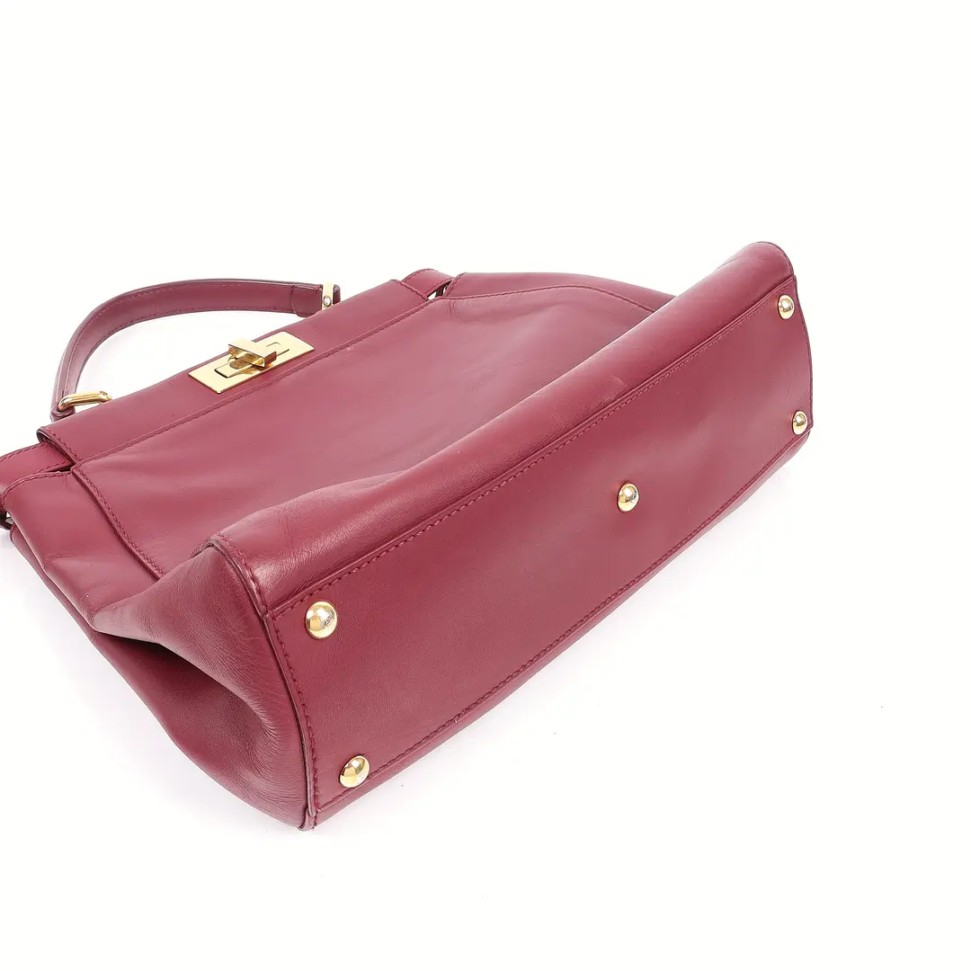 Fendi Peekaboo Burgundy Leather Handbag