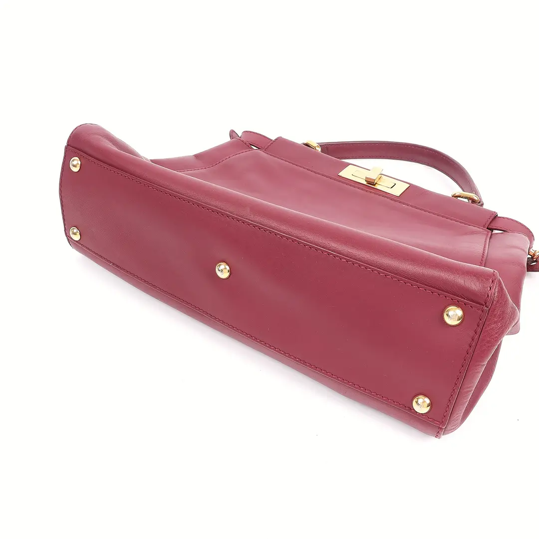 Fendi Peekaboo Burgundy Leather Handbag