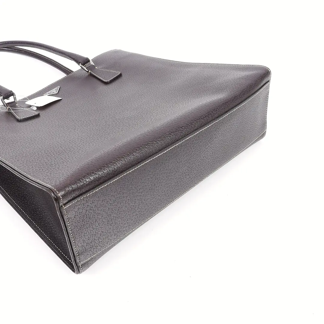 Prada Vitello Phenix Brown Leather Tote Bag