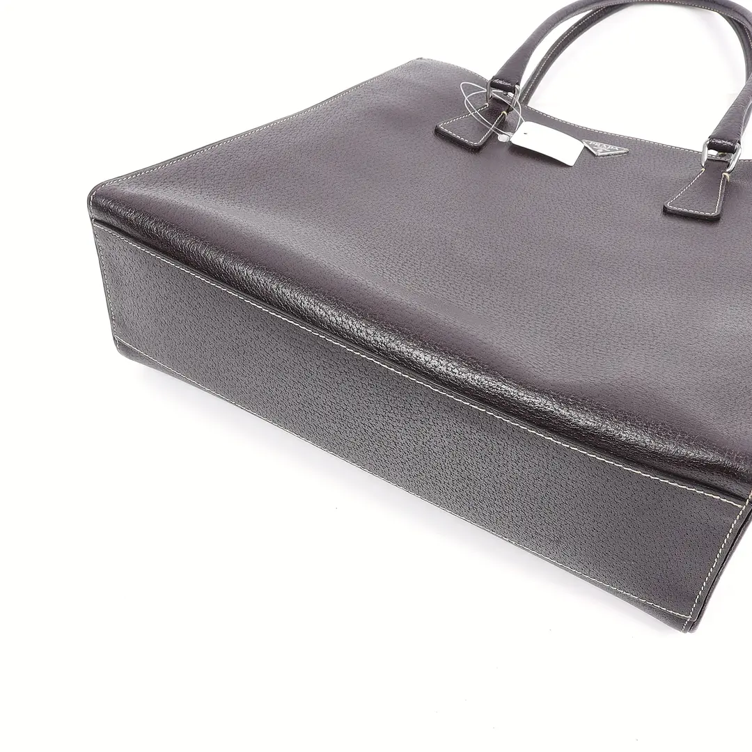 Prada Vitello Phenix Brown Leather Tote Bag