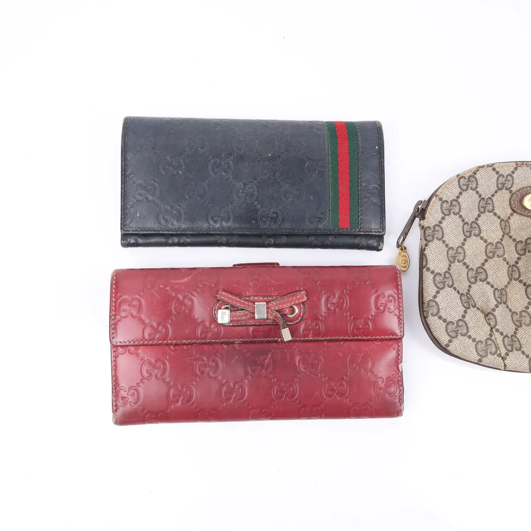 Gucci GG Supreme Pouch and Guccissima Wallets Set
