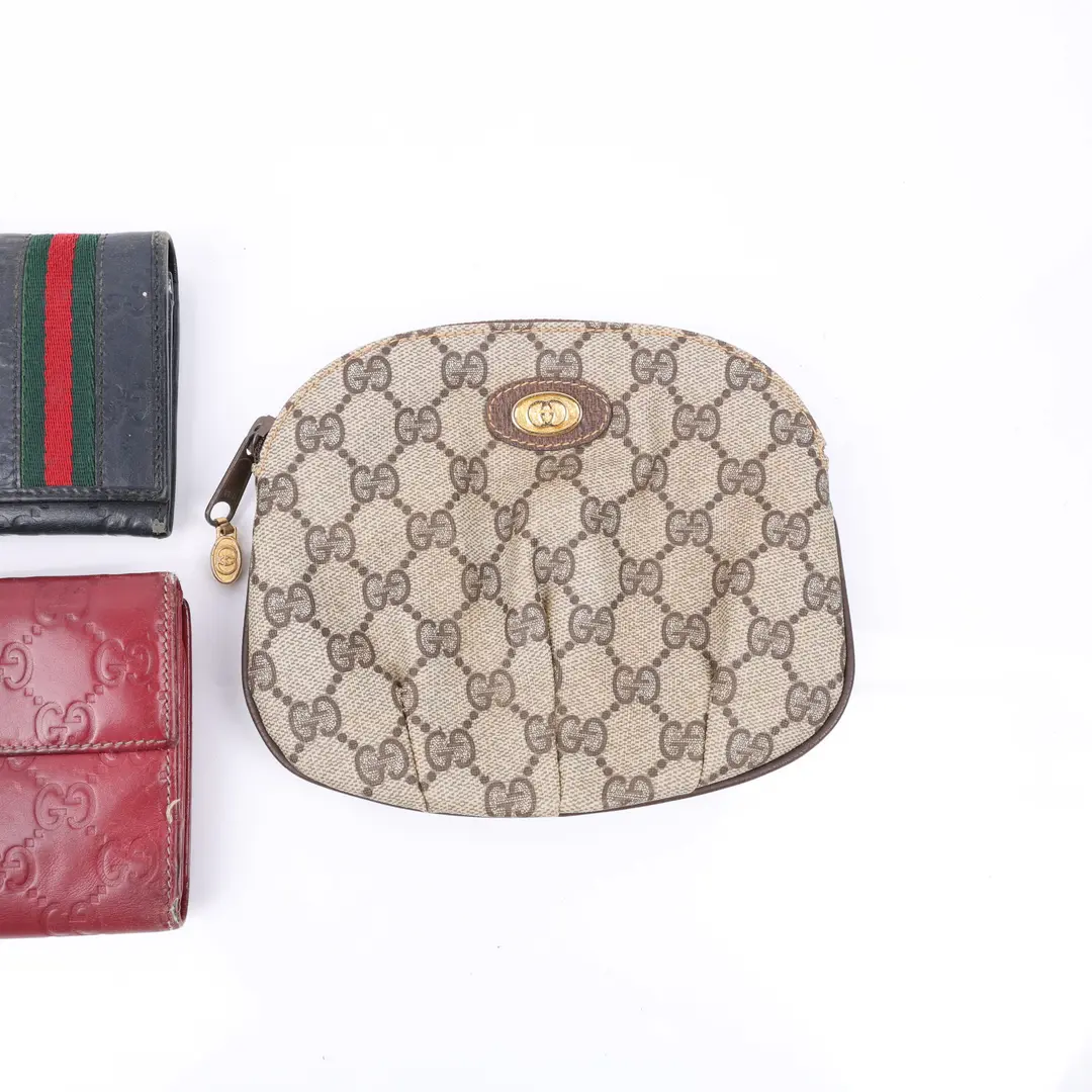 Gucci GG Supreme Pouch and Guccissima Wallets Set