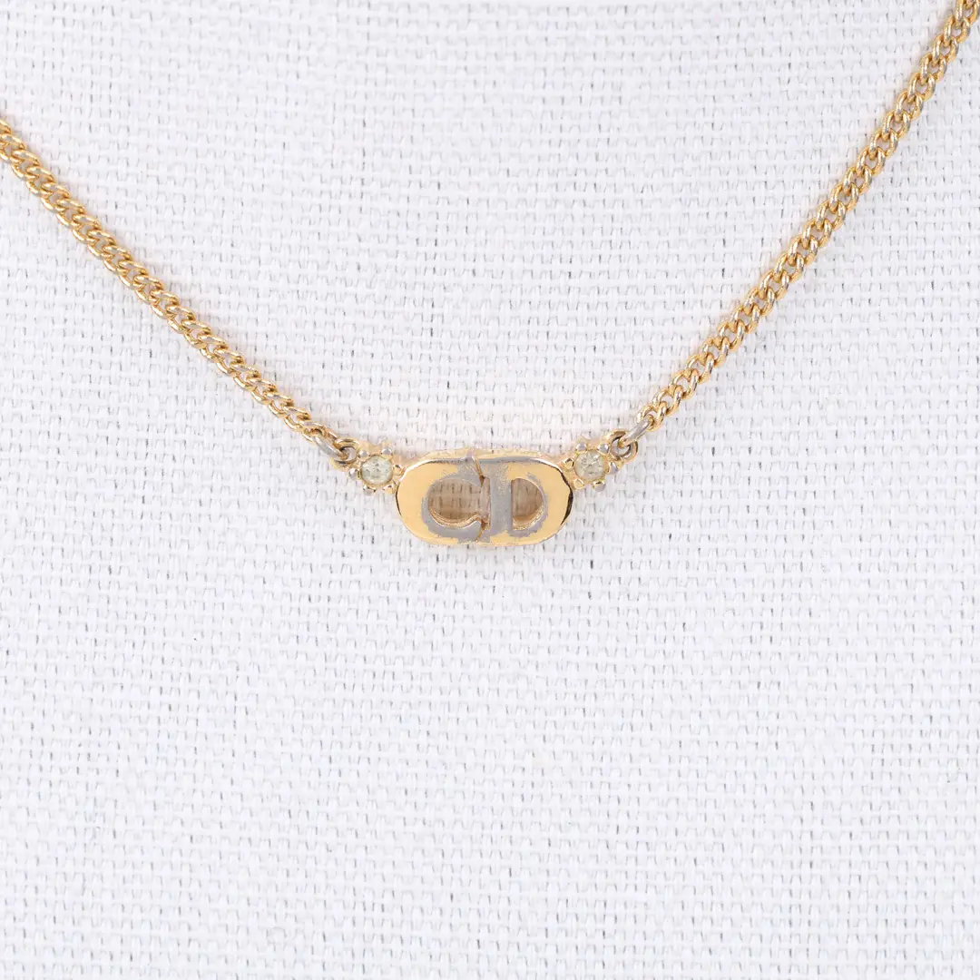 Dior CD Logo Gold Metal Necklace