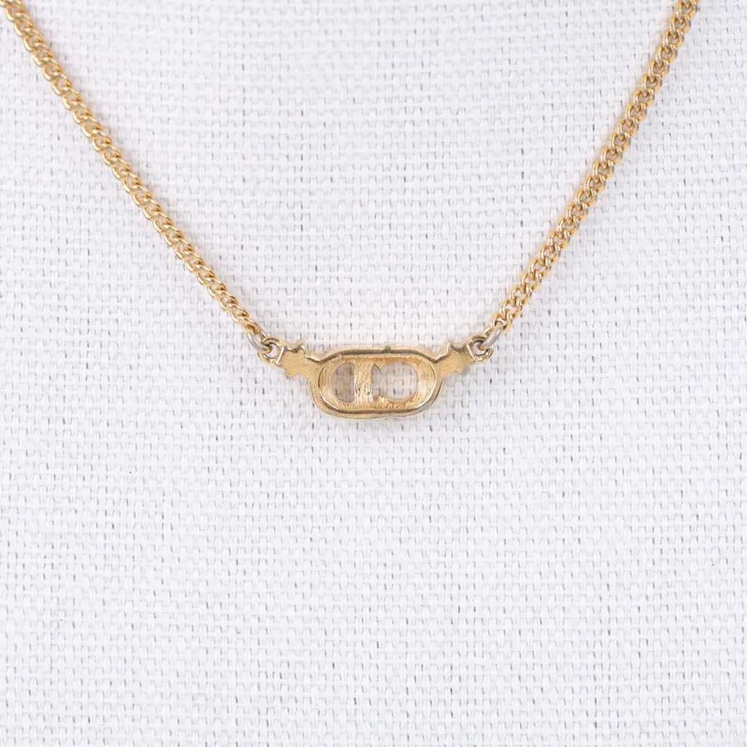 Dior CD Logo Gold Metal Necklace