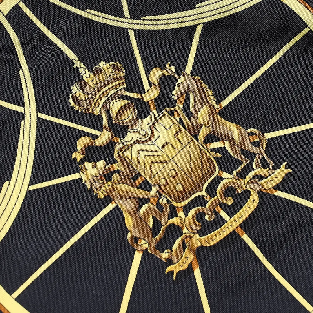 Hermes Springs Black Silk Scarf