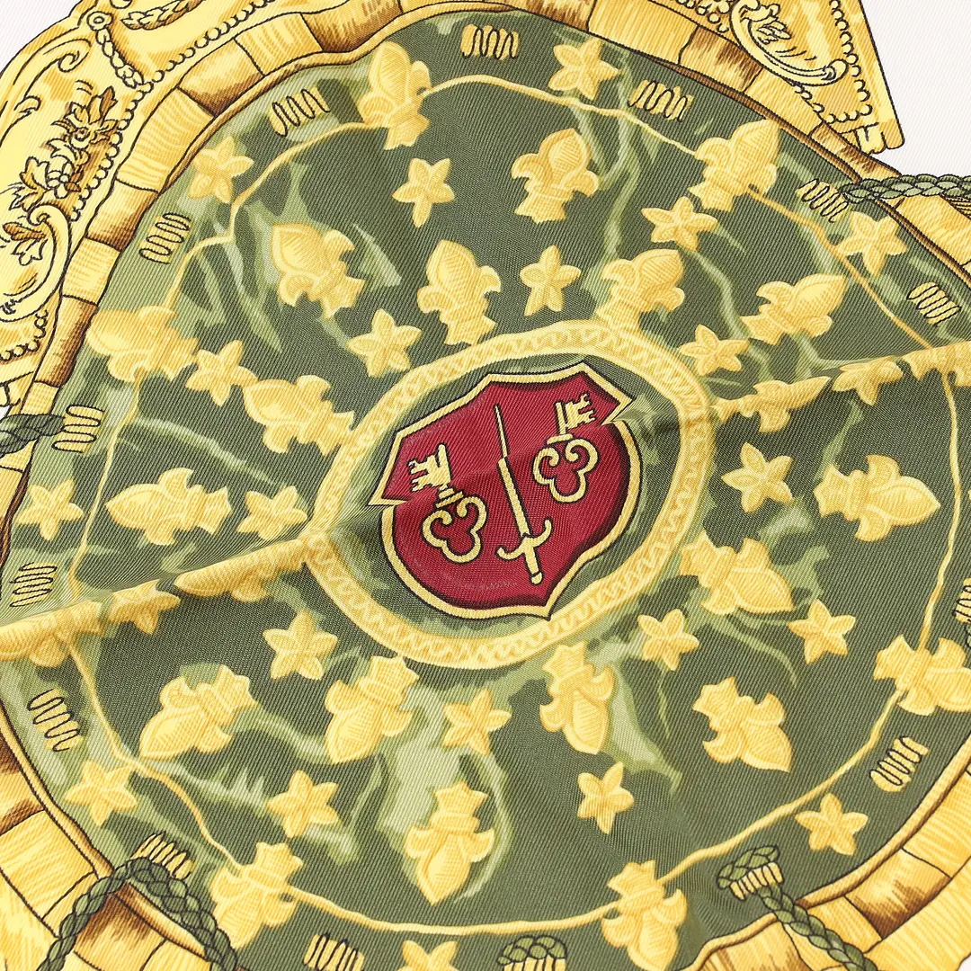 Hermes Les Cles Red Silk Twill 90 Scarf