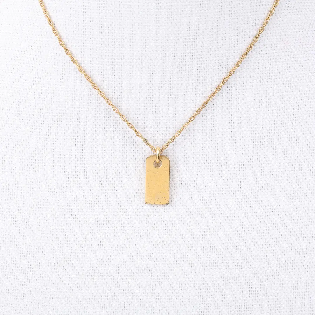 Dior Vintage Logo Dog Tag Gold Gold Plated Necklace