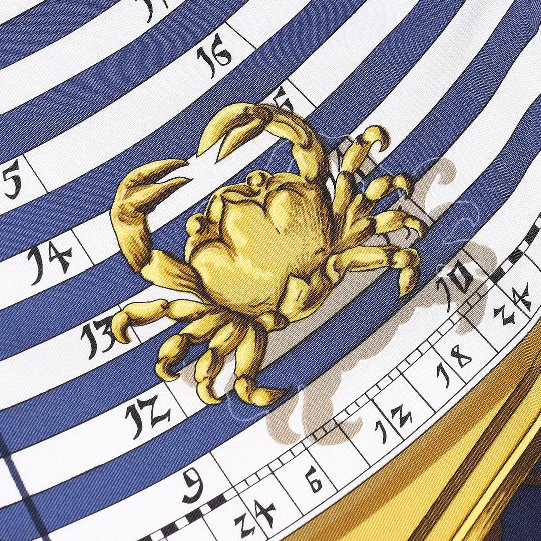 Hermes Dies et Hore Blue Silk 90 Scarf