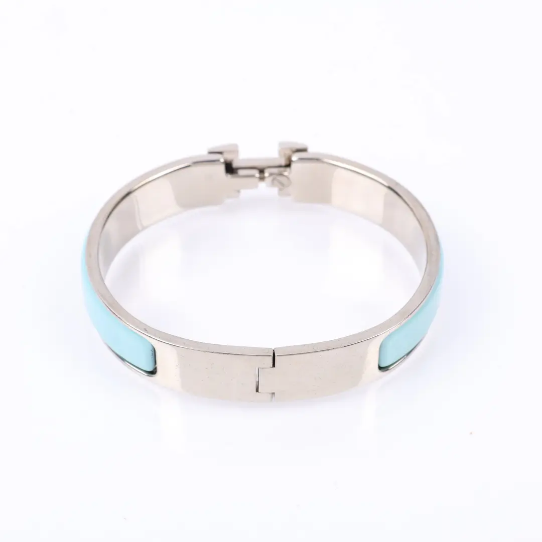 Hermes Clic H Blue Enamel Bracelet