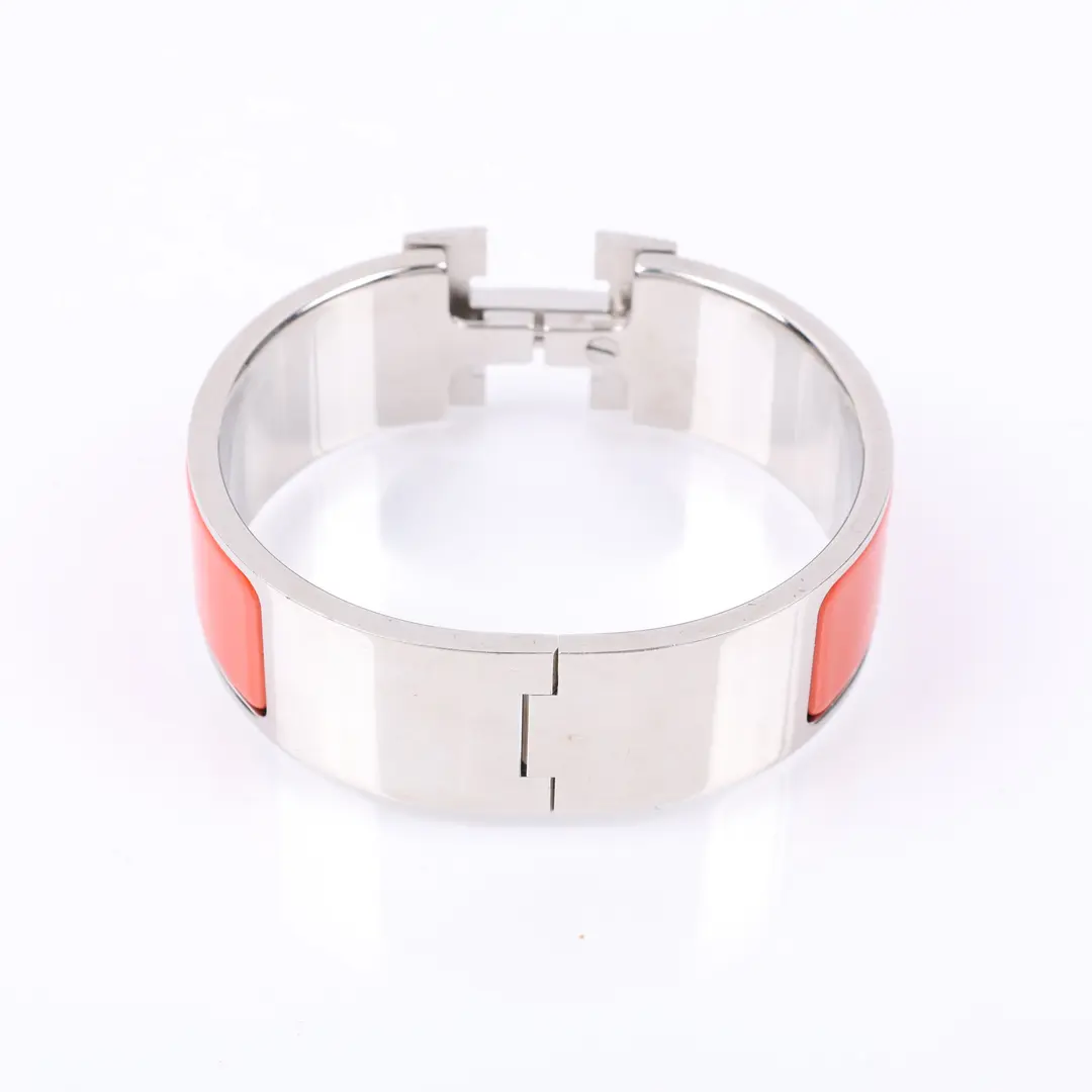 Hermes Clic H Orange Enamel Bracelet