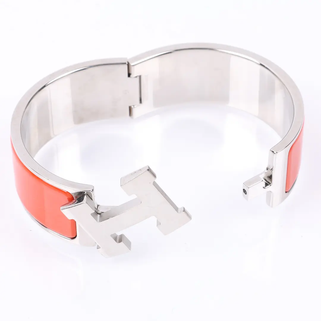 Hermes Clic H Orange Enamel Bracelet