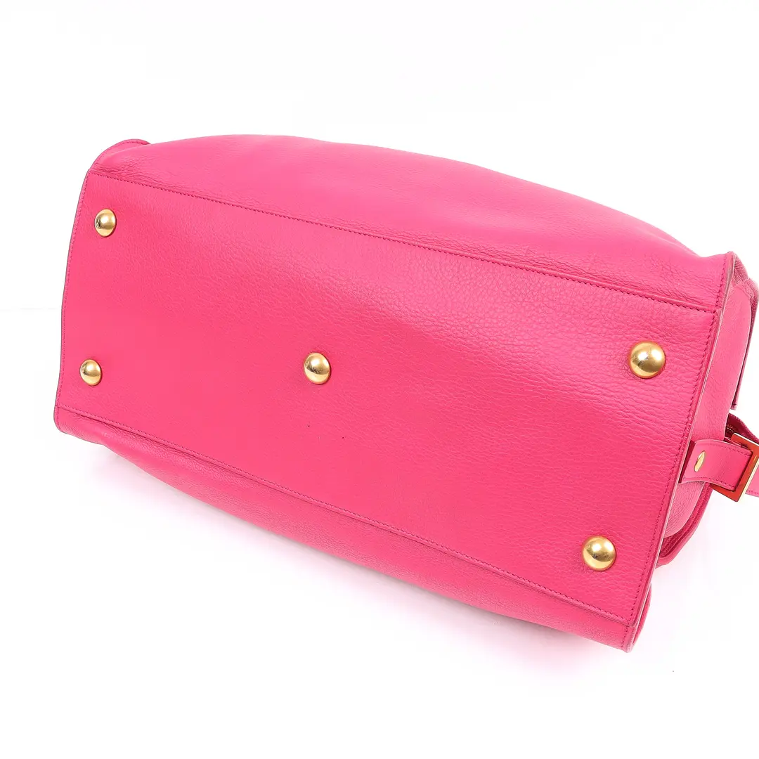 Saint Laurent Cabas Y Pink Leather Handbag