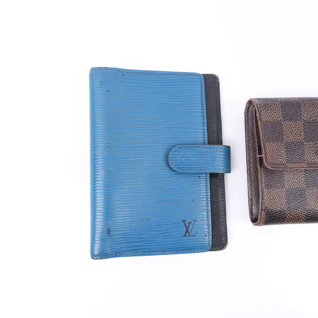 Louis Vuitton Agenda and Wallet Blue Brown Epi Damier Set