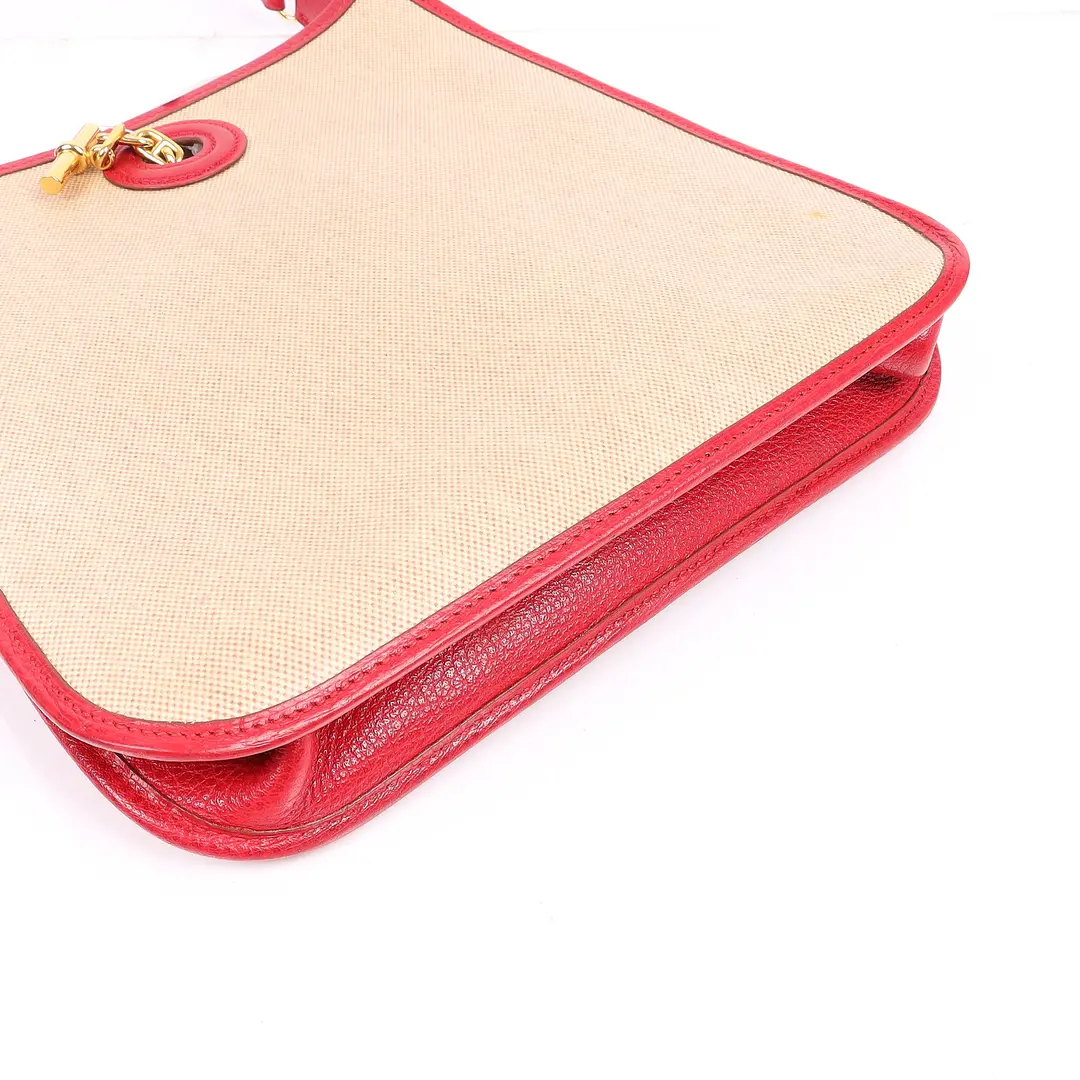 Hermes Vespa Red Canvas Shoulder Bag