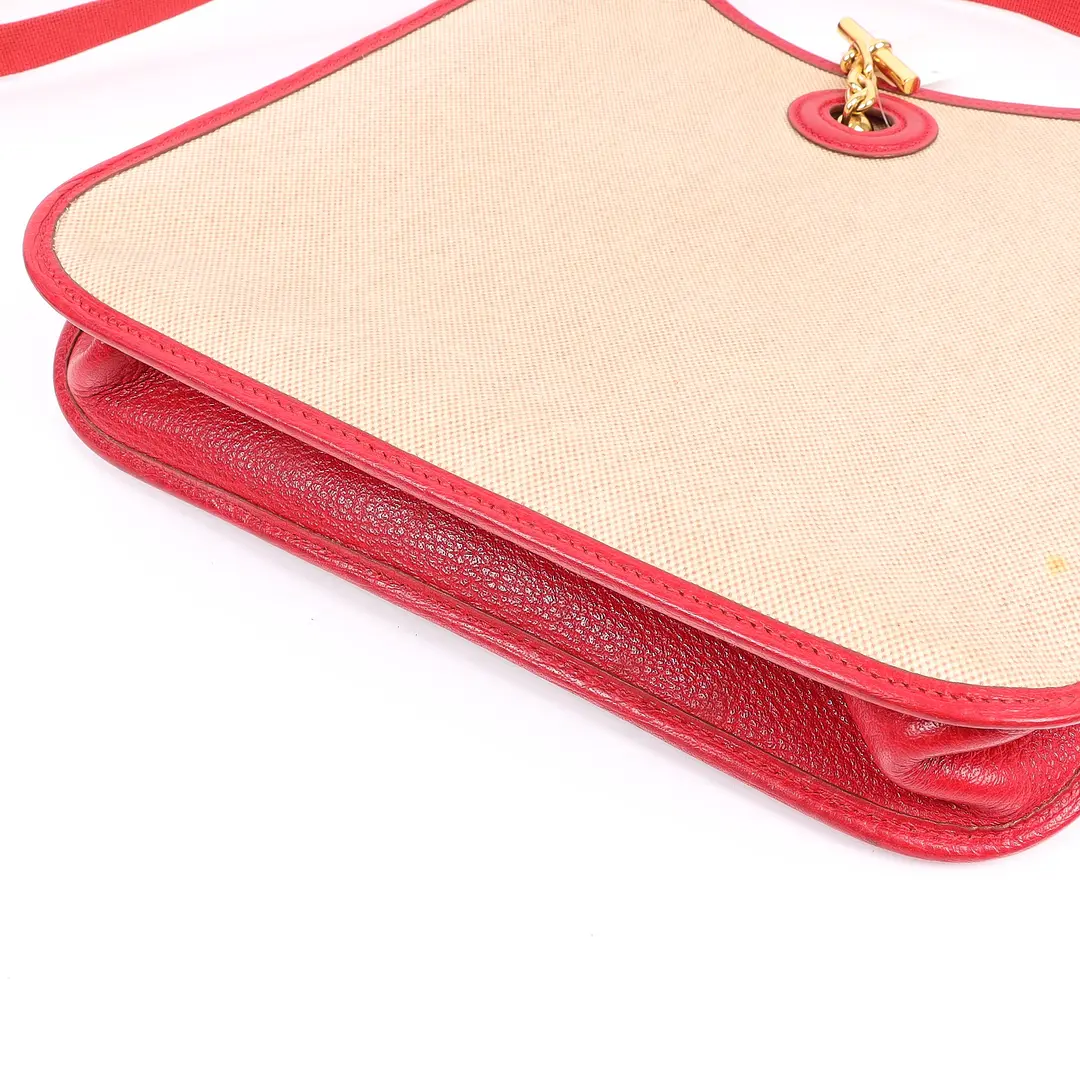 Hermes Vespa Red Canvas Shoulder Bag